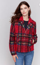 Load image into Gallery viewer, Charlie B Plaid Bouclé Knit Short Coat - Cranberry