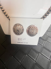 Load image into Gallery viewer, Sterling Silver Southwestern Concho Stud Earrings – Floral Sunburst Design
