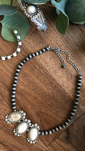 White Turquoise With Navajo Pearls Necklace