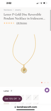 Load image into Gallery viewer, Kendra Scott Gold Letter Disc Reversible Pendant Necklace
