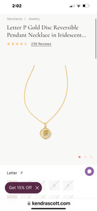 Kendra Scott Gold Letter Disc Reversible Pendant Necklace