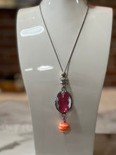 Load image into Gallery viewer, Art by Amy Double Sided Pink and Yellow Bunny Necklace
