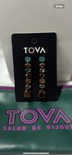 Load image into Gallery viewer, TOVA Multi Colored Rhinestone Dangle Earrings
