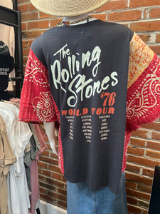 Rolling Stones Tee with Kantha Sleeves