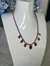 Load image into Gallery viewer, Tova Purple Beaded Necklace with Crystals

