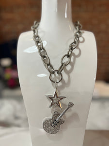 Gypse South Silver Guitar Necklace