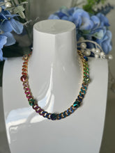 Load image into Gallery viewer, Tova Necklace with Rainbow Painted Chain and Crystals

