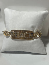 Load image into Gallery viewer, TOVA Peace ID Bracelet in Antique Gold
