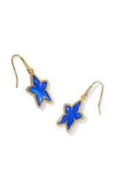 Kendra Scott Ada Gold Star Earrings in Cobalt Blue Illusion