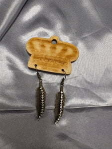 Art by Amy Small Feather Earrings with Rhinestones