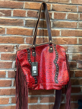 Load image into Gallery viewer, Myra Bag Red Leather Purse with Fringe
