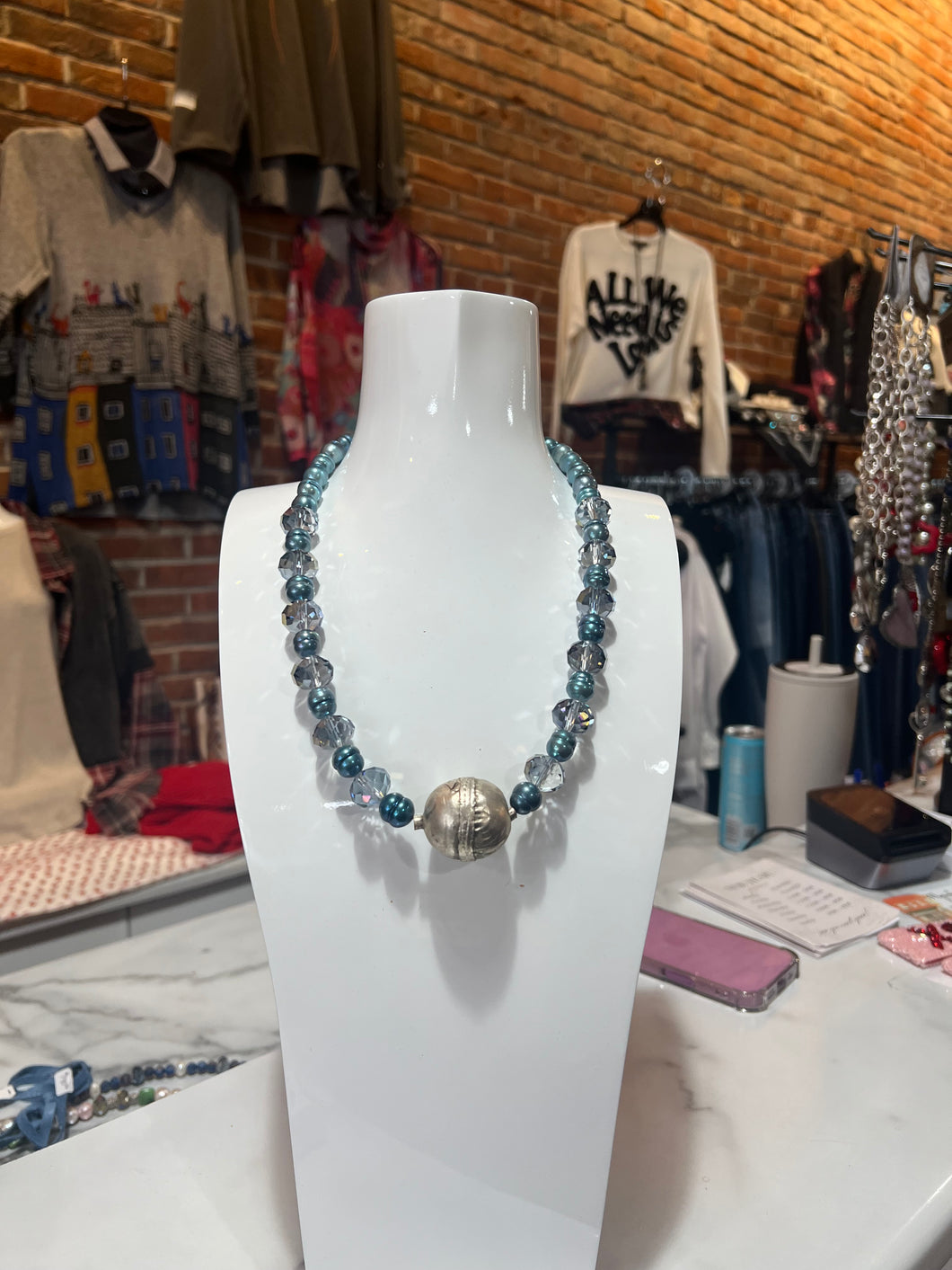 Good Morning USA Blue Beaded Necklace