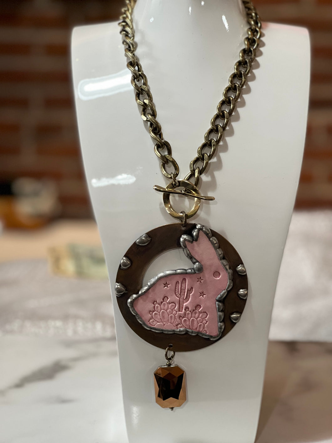 Art by Amy Pink Bunny Necklace