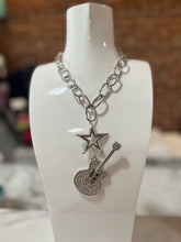 Load image into Gallery viewer, Silver Guitar Necklace
