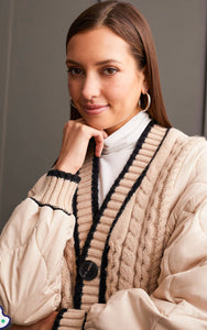 Tribal QUILTED CARDIGAN WITH SWEATER DETAIL