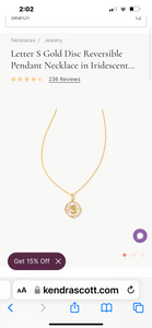 Kendra Scott Gold Letter Disc Reversible Pendant Necklace