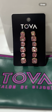 Load image into Gallery viewer, TOVA pink rhinestone dangle earrings
