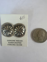 Load image into Gallery viewer, Handcrafted Sterling Silver Concho Stud Earrings – Southwestern Floral Sunburst
