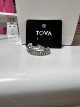 Load image into Gallery viewer, TOVA Slim hoop earrings in Antique Silver/Clear
