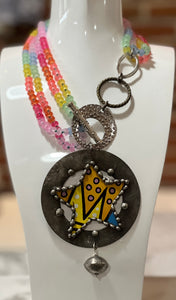 Art by Amy Colorful Beaded Necklace with Large Star Pendant
