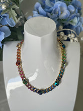 Load image into Gallery viewer, Tova Necklace with Rainbow Painted Chain and Crystals
