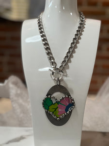 Art by Amy Heart Necklace with Flowers