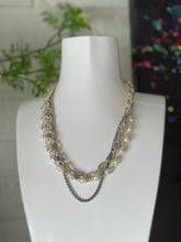 Load image into Gallery viewer, 3 Layer Mixed Metal Necklace with Pearls
