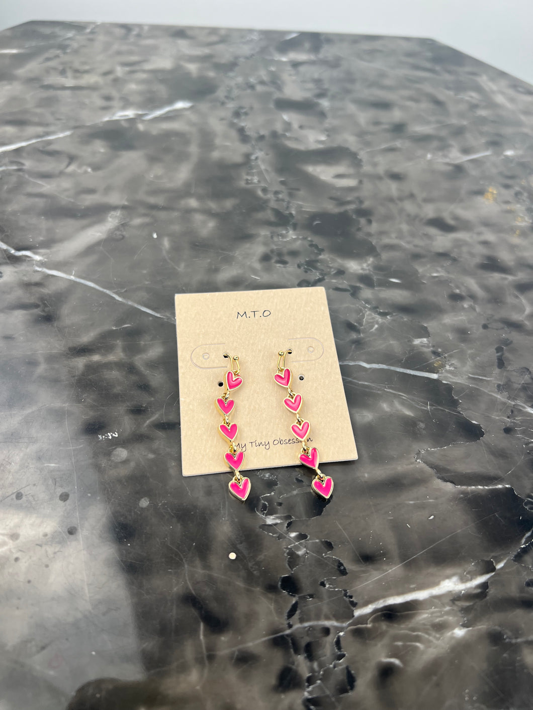 Pink Heart Dangle Earrings