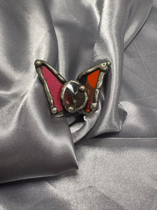 Pink and Orange Butterfly Adjustable Ring
