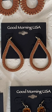 Load image into Gallery viewer, Tan and Gold Teardrop Earrings
