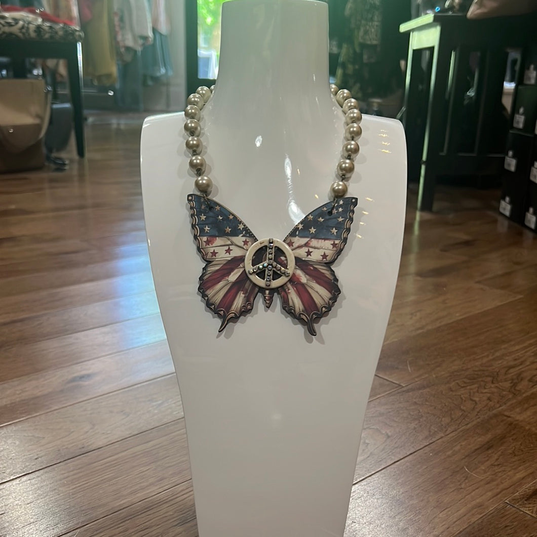 Gypsy South American Flag Butterfly Necklace