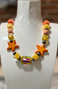 Art by Amy Orange Star and Dice Necklace