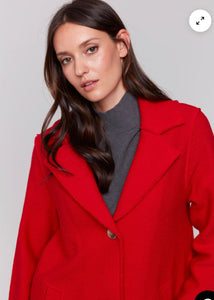 Charlie B Long Boiled Wool Coat - Cranberry