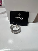 Load image into Gallery viewer, TOVA Slim hoop earrings in Antique Silver/Clear
