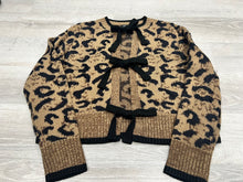Load image into Gallery viewer, Charlie B Leopard Bow Sweater Cardigan Size Medium
