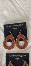 Load image into Gallery viewer, Tan and Gold Teardrop Earrings
