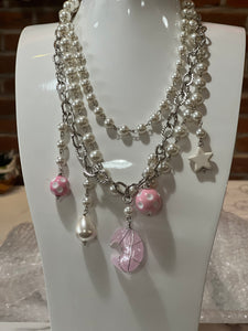 Art by Amy Beaded Necklace With Pearls and Moons