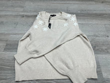 Load image into Gallery viewer, Charlie B Cream Sweater With White Flowers Size Medium
