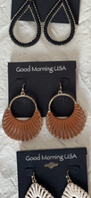 Load image into Gallery viewer, Tan Leather Earrings with Gold
