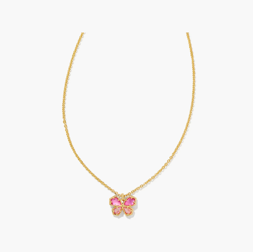 Kendra Scott Mae Gold Butterfly Short Pendant Necklace in Azalea