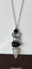 Load image into Gallery viewer, Silver Chain Necklace with Gem Pendant and Matching Earrings
