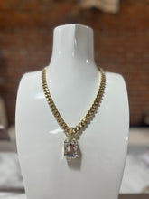 Load image into Gallery viewer, TOVA gold chain necklace with Large Silver Pendant
