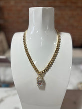 Load image into Gallery viewer, TOVA gold chain necklace with Large Silver Pendant

