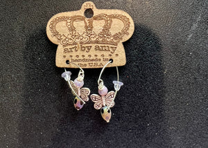 Art by Amy purple and silver butterfly earrings