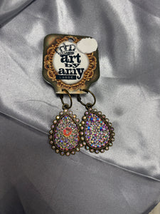 Art by Amy Rhinestone Tear Drop Earrings