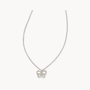 Kendra Scott Mae Silver Butterfly Short Pendant Necklace in Ivory Mother of Pearl