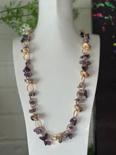 Load image into Gallery viewer, Gold Necklace with Purple Stones
