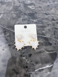 White Heart Earrings