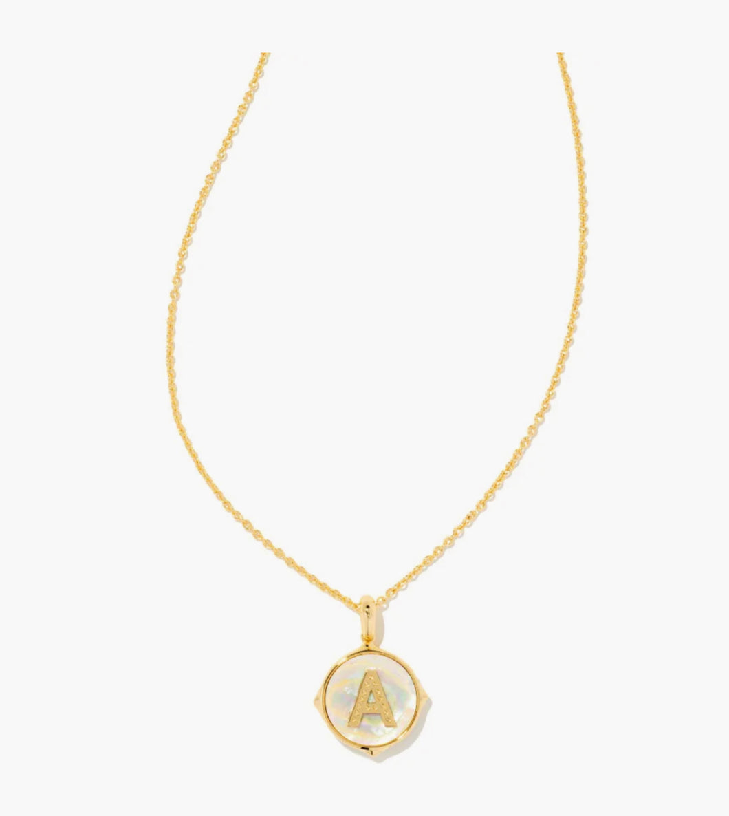 Kendra Scott Gold Letter Disc Reversible Pendant Necklace