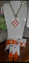 Load image into Gallery viewer, ZENZII Double scroll drop Earrings in orange
